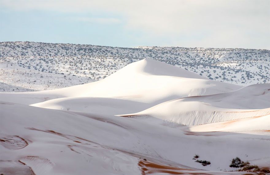 Il a neigé dans le désert du Sahara pour la troisième fois en 40 ans, voici à quoi il ressemble maintenant Il a neigé dans le désert du Sahara pour la troisième fois en 40 ans, voici à quoi il ressemble maintenant