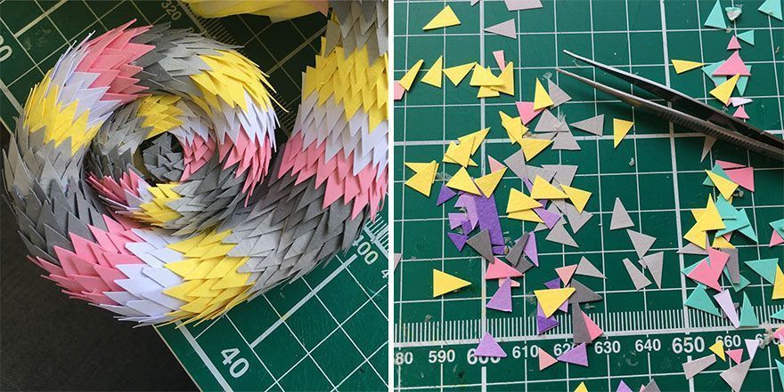 Des sculptures en papier de la faune et de la flore en découpant à la main du papier en minuscules morceaux. Des sculptures en papier de la faune et de la flore en découpant à la main du papier en minuscules morceaux.