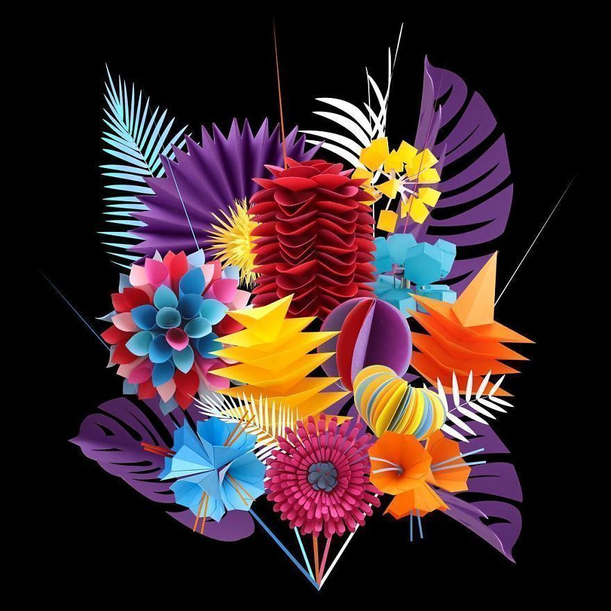 Des sculptures en papier de la faune et de la flore en découpant à la main du papier en minuscules morceaux. Des sculptures en papier de la faune et de la flore en découpant à la main du papier en minuscules morceaux.