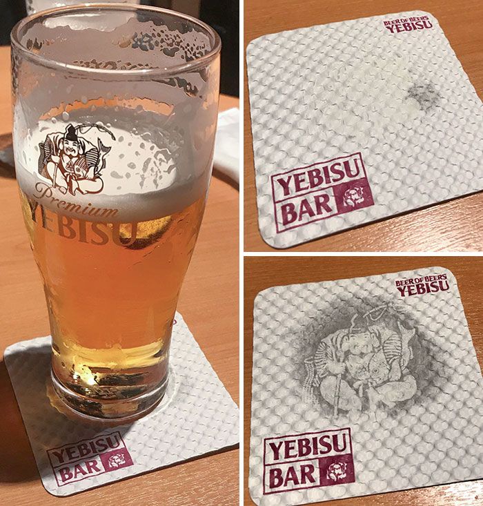 mon tapis à bière a révélé une image cachée après avoir recueilli suffisamment de condensation