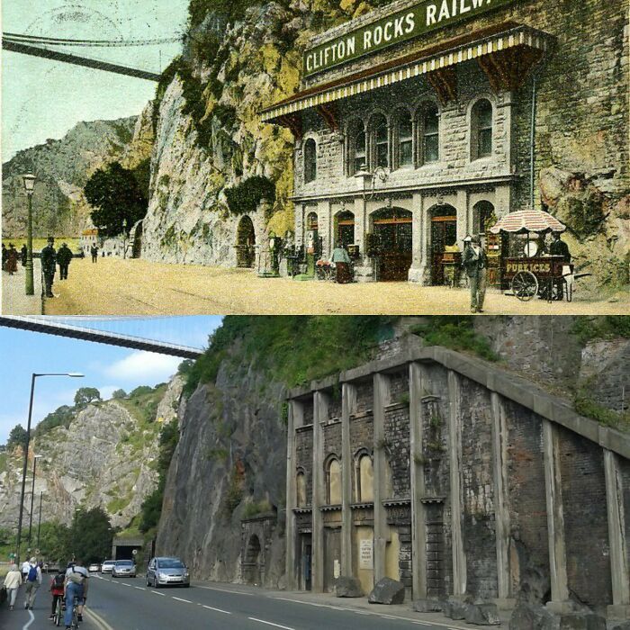 le chemin de fer de clifton rocks, clifton, bristol. 1905 et aujourd’hui