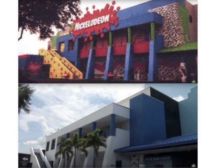 studios nickelodeon dans les années 90 vs le même bâtiment aujourd’hui