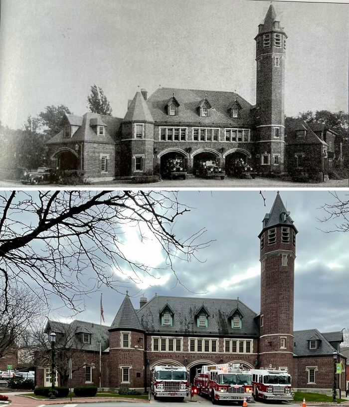 La caserne de pompiers de ma ville : circa 1926 vs. 2021