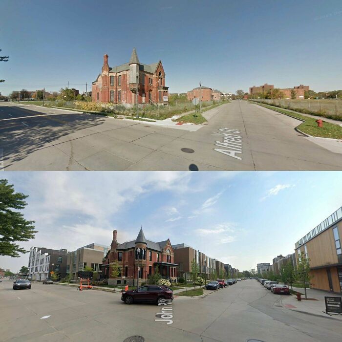 detroit : une décennie de changement de ~2010-2021 (google maps)