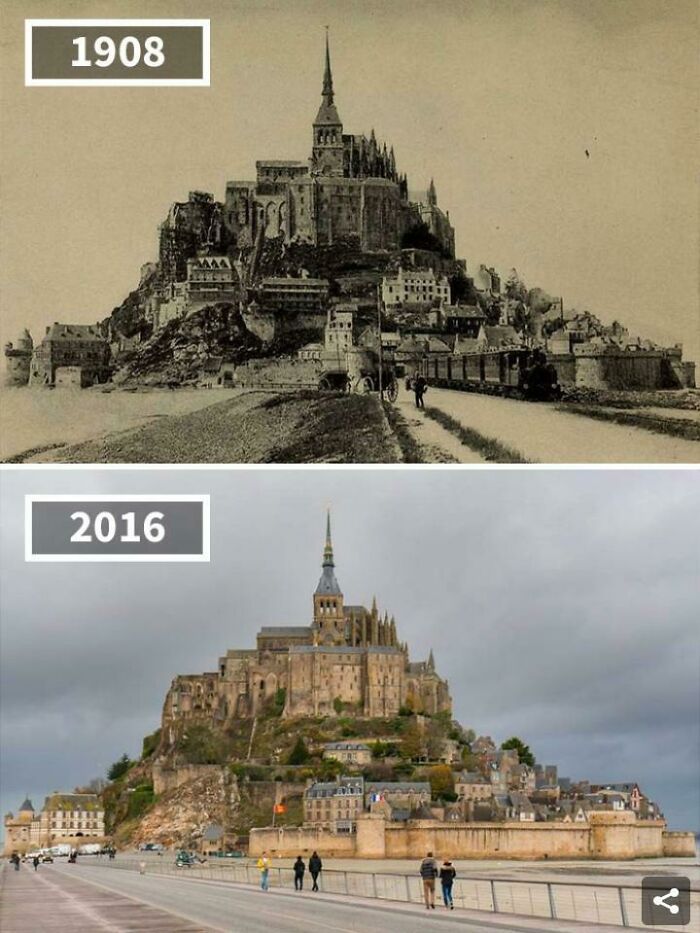 mont saint michel, france, 1908-2016