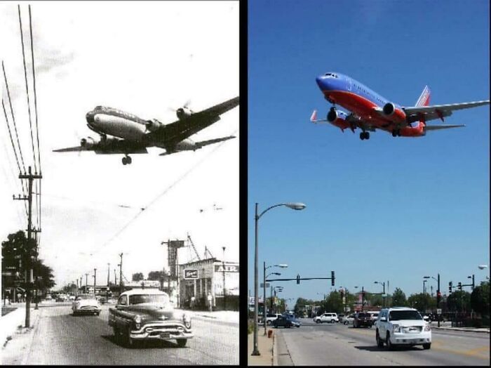 comparaison de chicago midway envoyée par un ami (années 1950/2010).