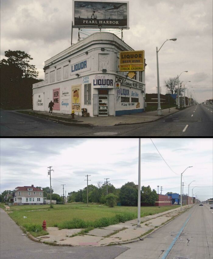 Coin de rue aléatoire à Detroit (2001 et maintenant)