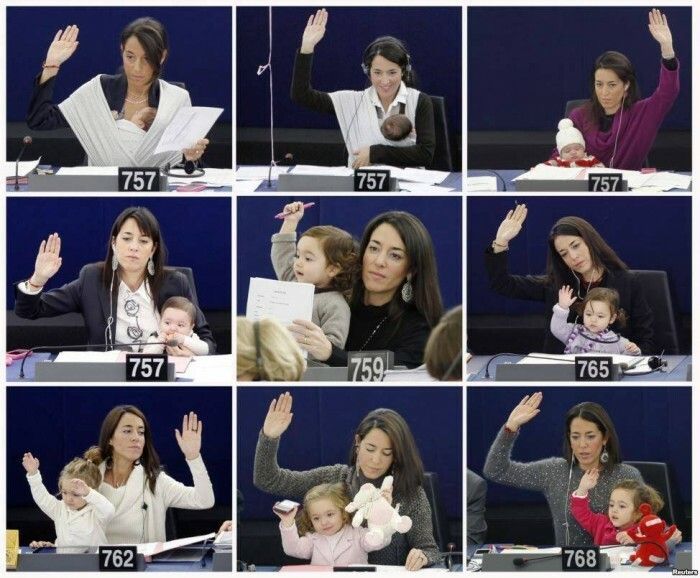 licia ronzulli, membre du parlement européen, emmène sa fille vittoria aux sessions du parlement depuis que la petite fille a un peu plus d’un mois.