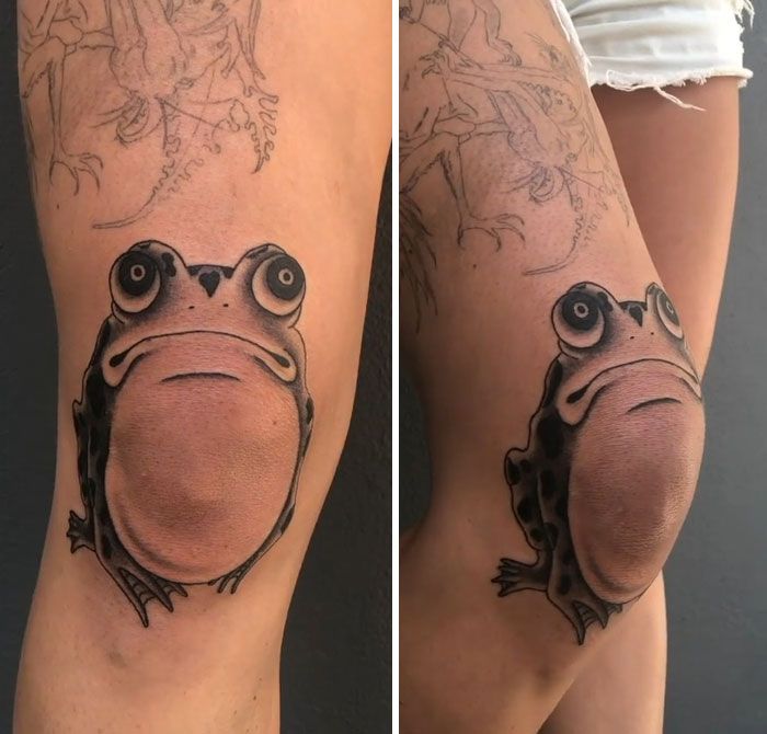 tatouage de grenouille en mouvement