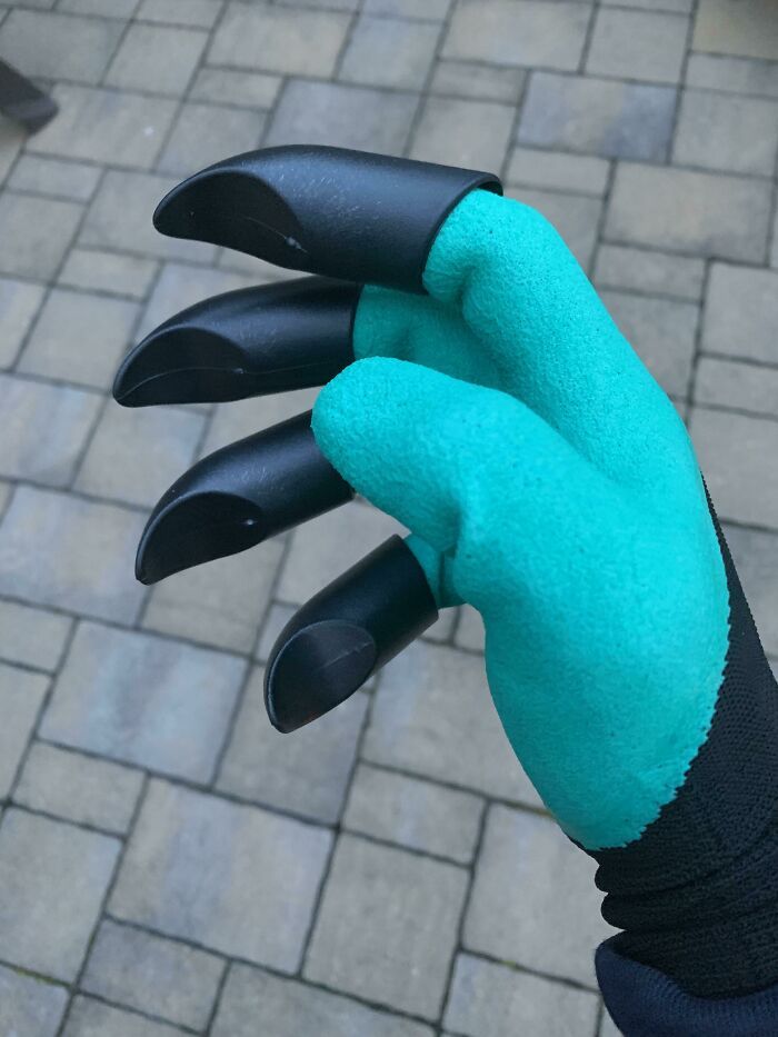 mon kit d’outils de jardinage était accompagné d’un gant à griffes