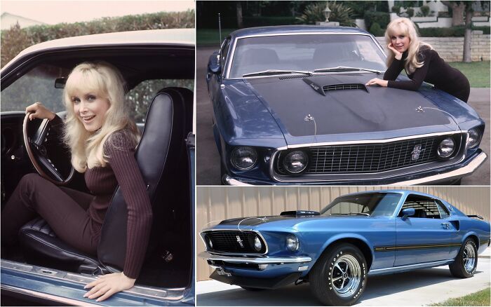 barbara eden dans sa mustang 428 cobra jet, 1970