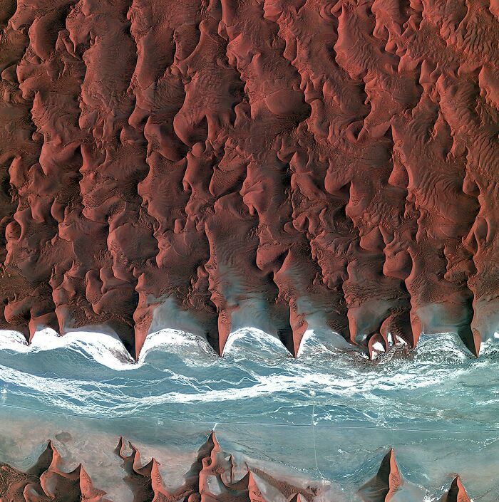 une vue Ærienne du désert du namib courtoisie de l’agence spatiale européenne