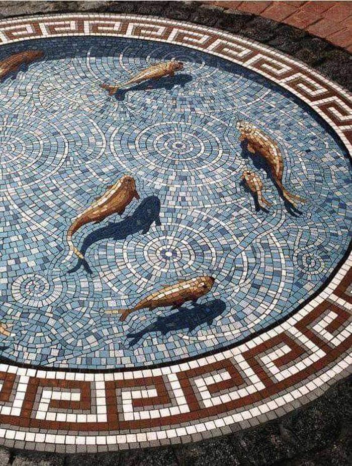 mosaïque d’étang de poissons par gary drostle