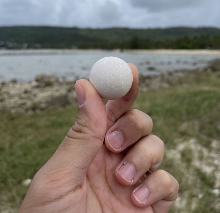 Une pierre parfaitement ronde que j’ai trouvée à la plage