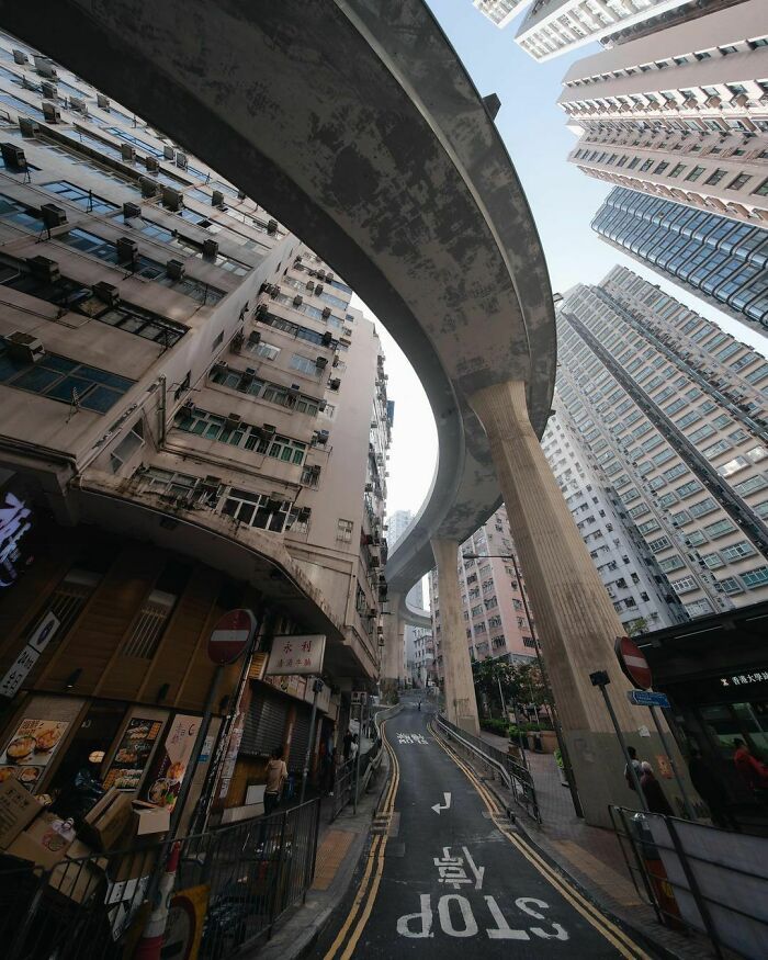 autoroute surélevée dans le centre de hong kong