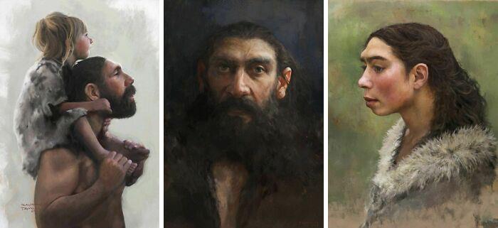 Cet artiste, Tom Björklund, dessine les Néandertaliens comme des personnes et non comme des spécimens biologiques. Je dois dire que de toutes les œuvres d’art que j’ai vues sur les Néandertaliens, c’est celle qui les humanise le plus.