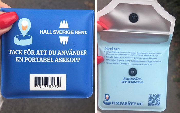 La Suède a commencé à vendre des cendriers portables complètement étanches et sans odeur dans les stations-service locales pour minimiser les déchets.