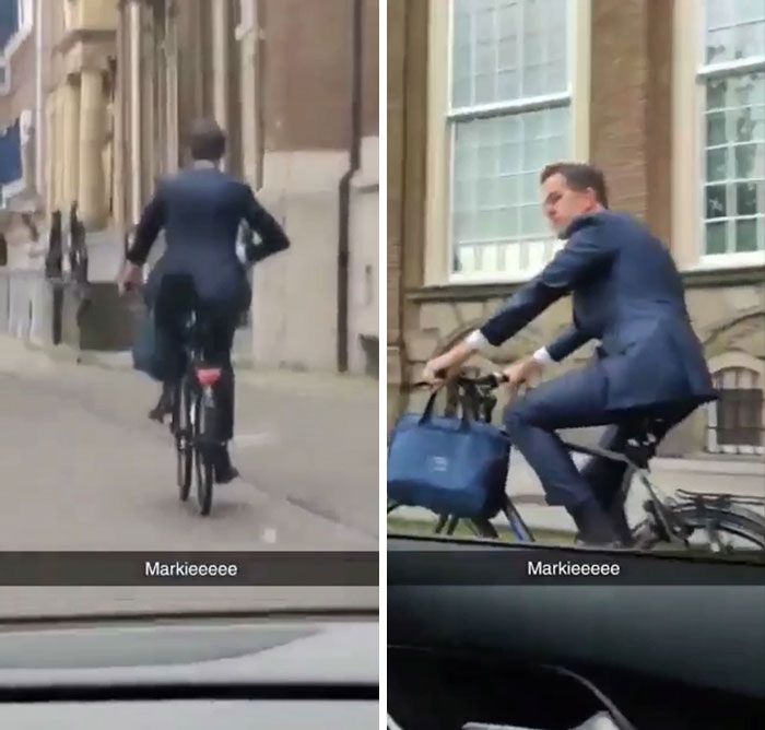 le premier ministre néerlandais sur le chemin du retour après une journée de travail – première page, 50k upvotes