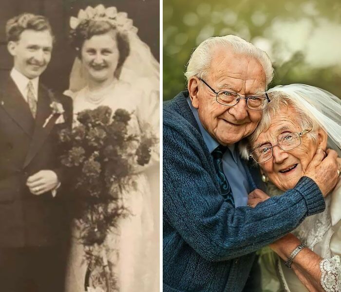 Un vétéran et sa femme recréent les photos de leur mariage