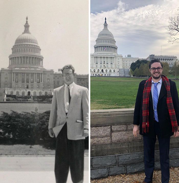 Mon grand-père en lune de miel en 1955 et moi qui voyage pour le travail en 2018.