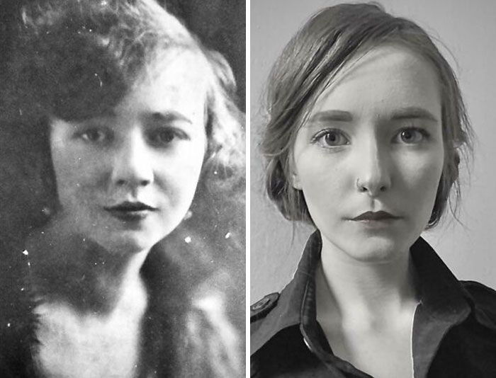 arrière-grand-mère (1920) et arrière-petite-fille (2021), toutes deux âgées d’une vingtaine d’années
