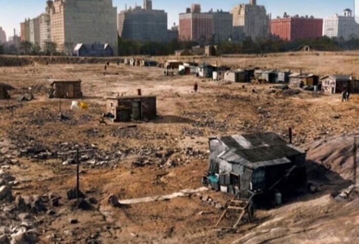 une photo de central park pendant la grande dépression (1933)