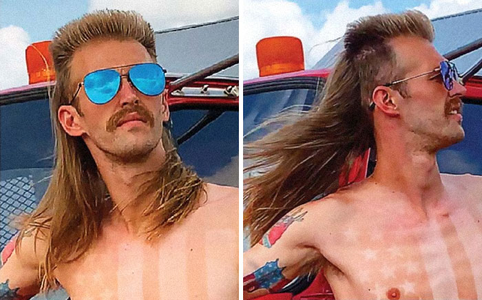 trouvé sur mulletchamp.com. il n’y a pas que des cheveux superbes, regarde le drapeau américain stratégiquement brûlé par le soleil.