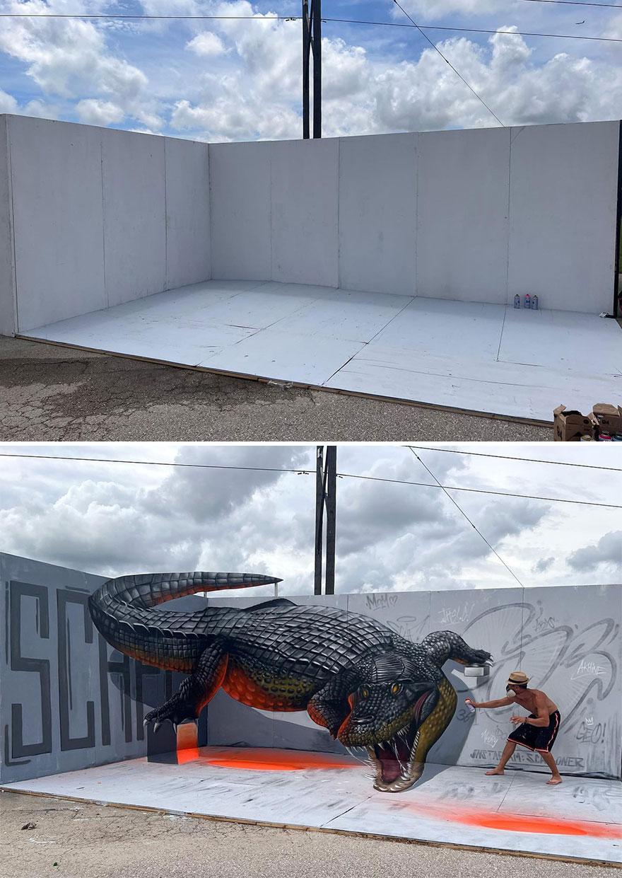 Un artiste de rue français peint des graffitis en 3D et ce n’est pas pour les âmes sensibles (26 nouvelles photos).