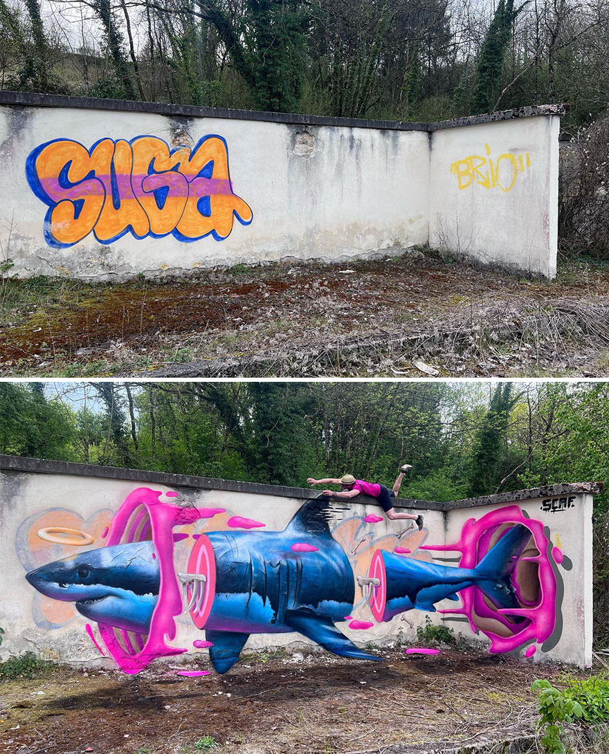 Un artiste de rue français peint des graffitis en 3D et ce n’est pas pour les âmes sensibles (26 nouvelles photos).