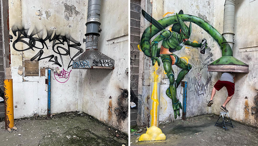Un artiste de rue français peint des graffitis en 3D et ce n’est pas pour les âmes sensibles (26 nouvelles photos).