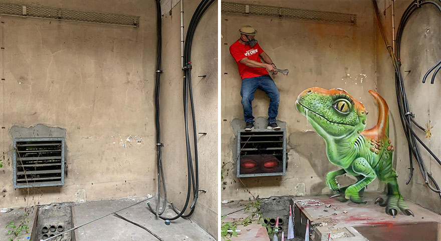 Un artiste de rue français peint des graffitis en 3D et ce n’est pas pour les âmes sensibles (26 nouvelles photos).