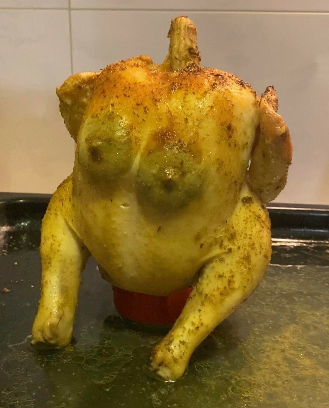 J’ai fait du poulet rôti avec une farce au citron vert.