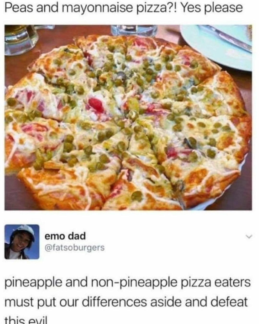 Pizza aux pois et à la mayonnaise