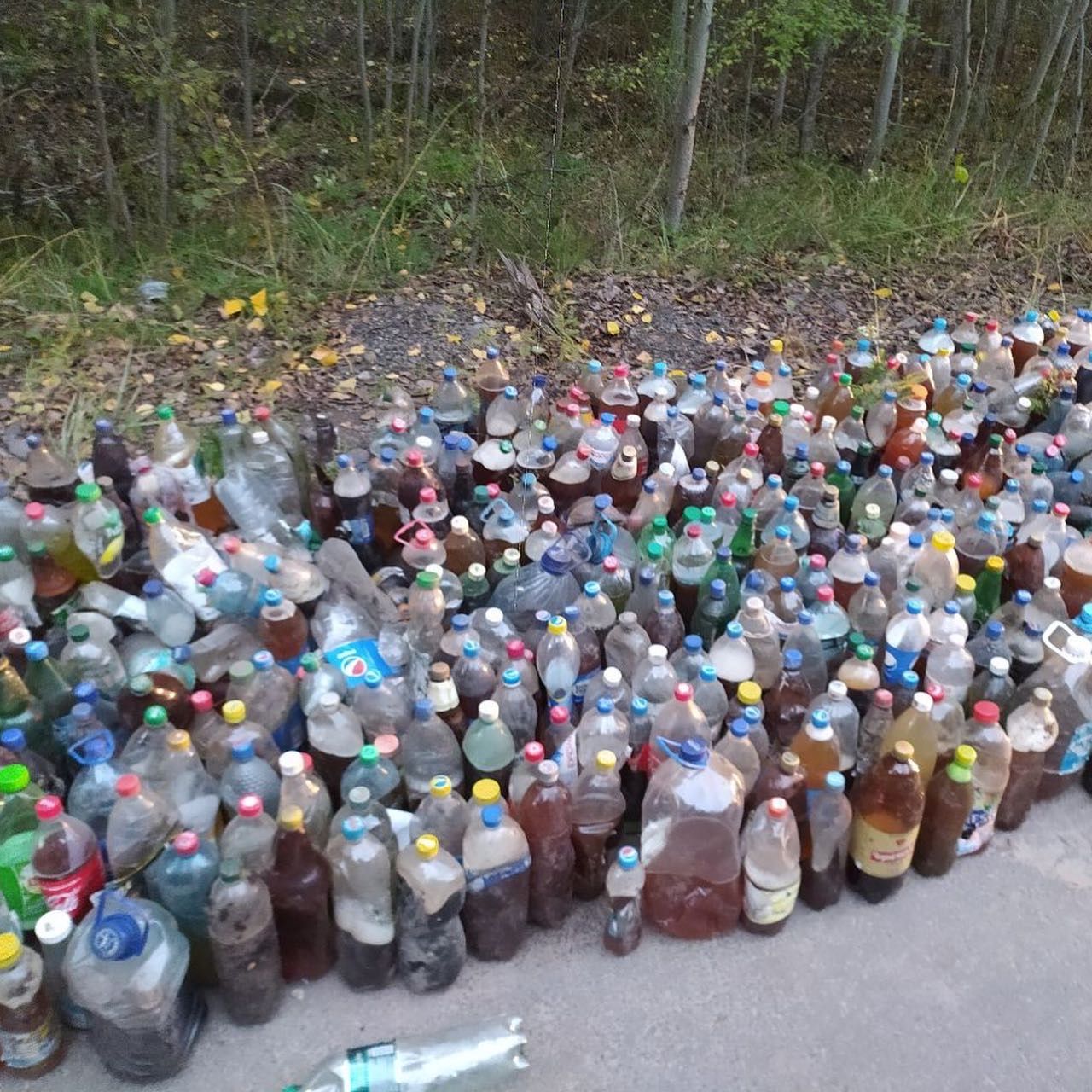 des bouteilles de pipi jetées dans les bois par des camionneurs