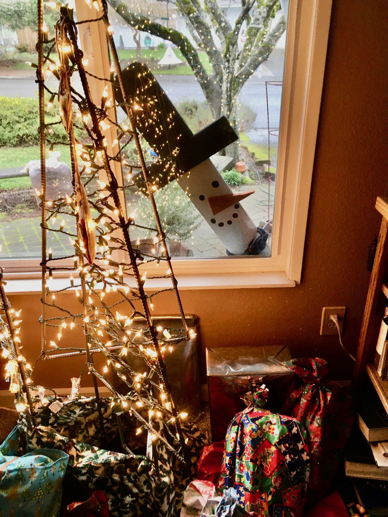 Les décorations de Noël de ma tante ont été déplacées par une tempête de vent et elle s’est réveillée avec ça.