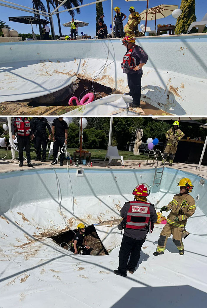 Hier, une doline s’est ouverte sous une piscine privée en Israël, et une personne a disparu.