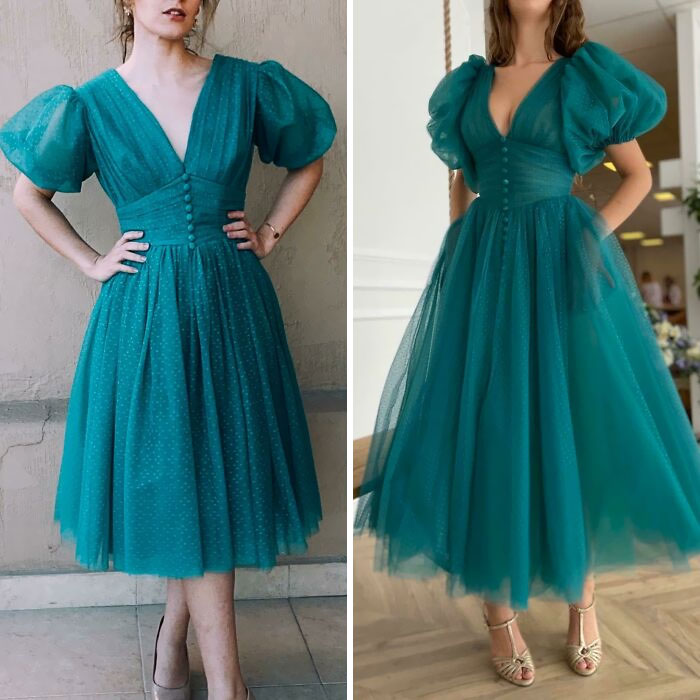 Couturière à petit budget recréant des robes coûteuses. J’ai été inspirée par cette robe de Teuta Matoshi.