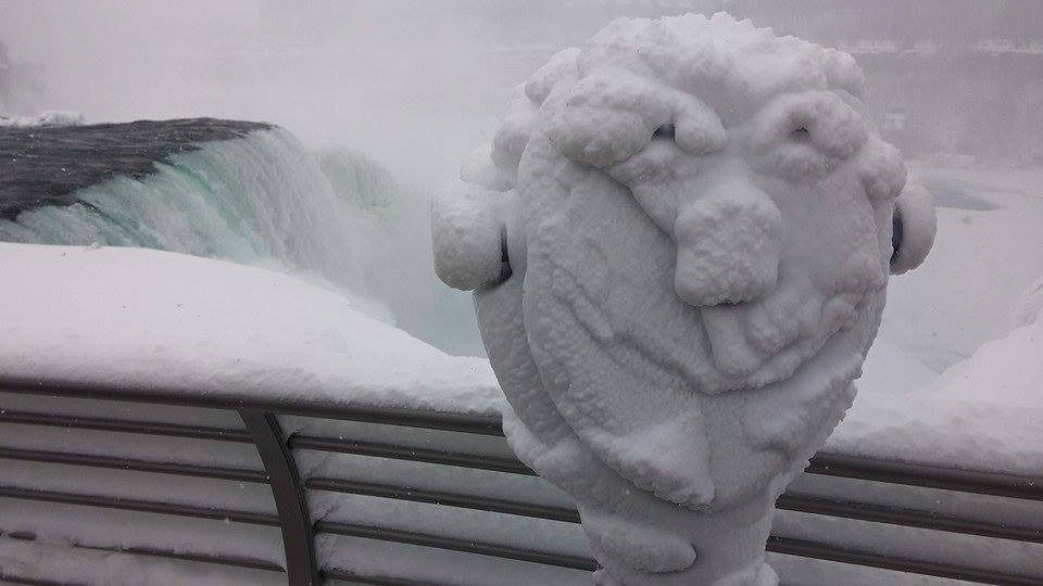 le viseur est inhabituellement heureux que les chutes du niagara soient gelées