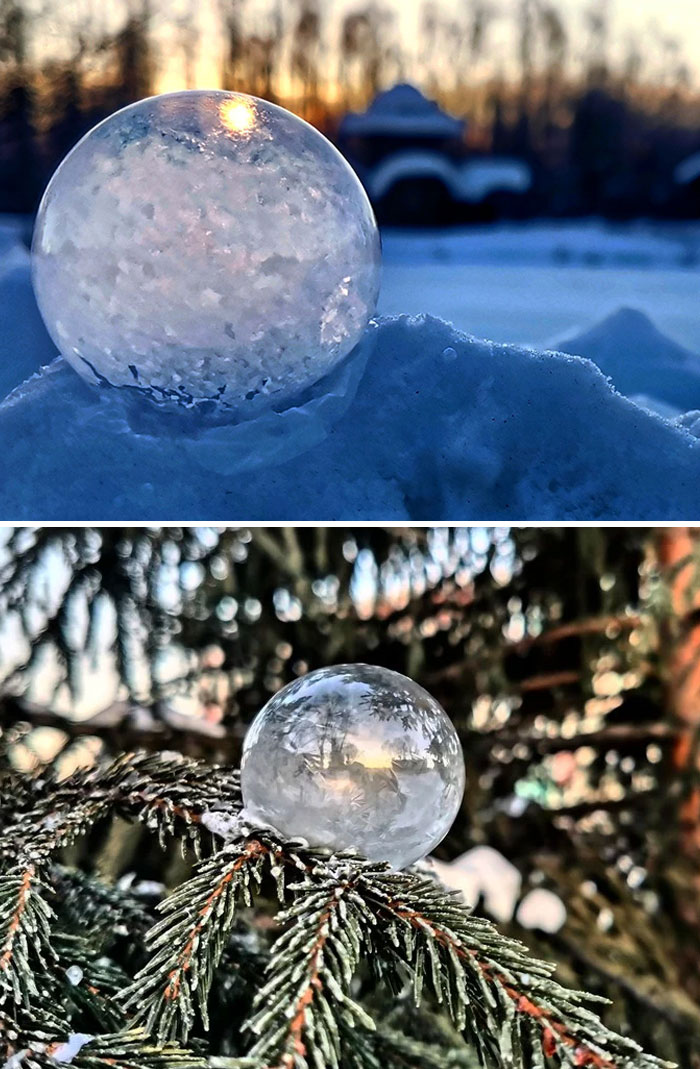 bulles de savon dans un froid de -37°c