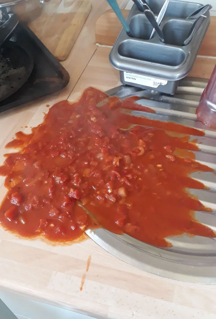 une seconde avant de mixer ma soupe et je l’ai fait tomber