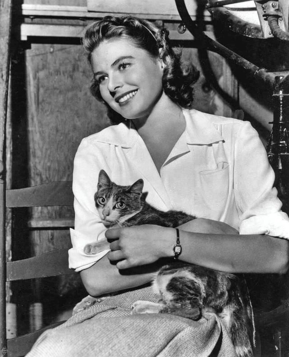 Star d’une variété de films européens et américains, l’actrice suédoise ingrid bergman était comme nous, amoureuse des chats. photo des années 1940