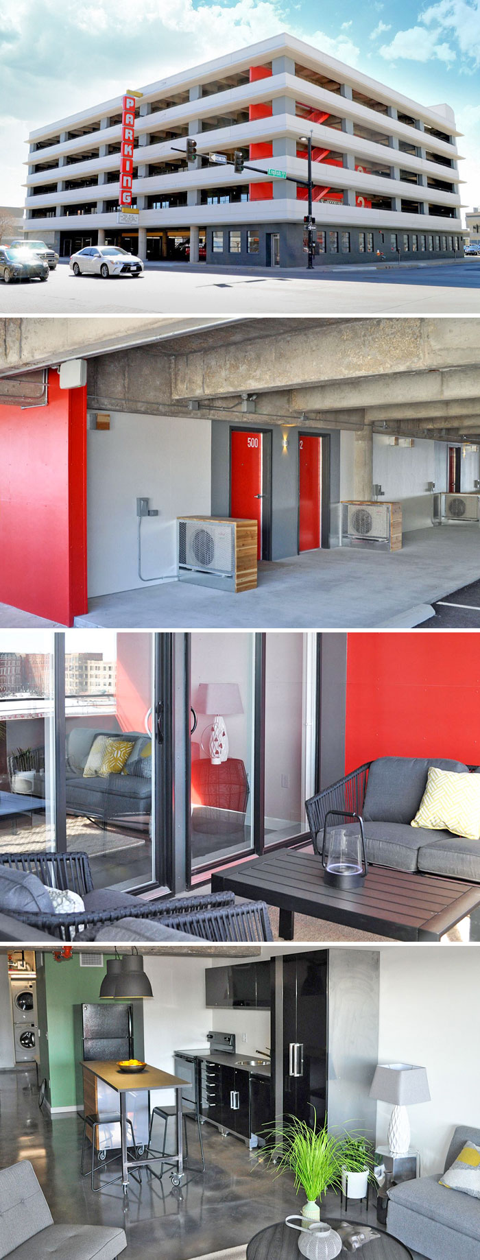 le parking transformé en 44 appartements à wichita, kansas