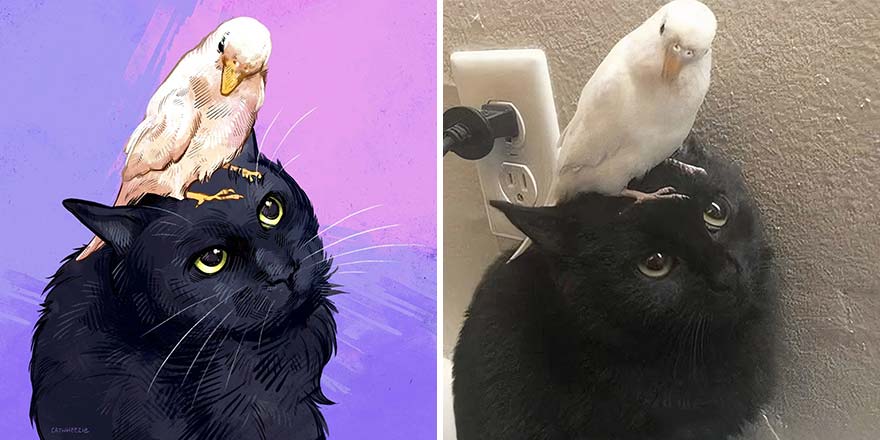32 photos virales de chats illustrées par cet artiste (nouvelles photos)