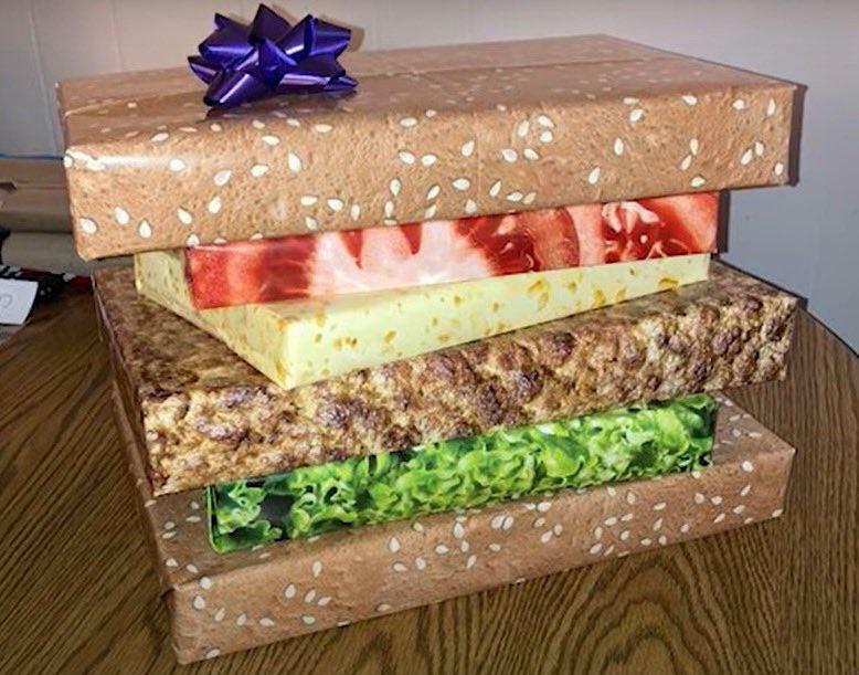 du papier d’emballage en forme de sandwich !