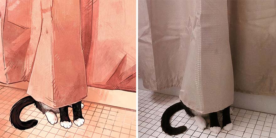 32 photos virales de chats illustrées par cet artiste (nouvelles photos)
