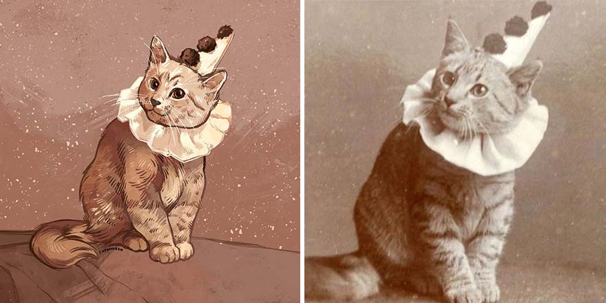 32 photos virales de chats illustrées par cet artiste (nouvelles photos)