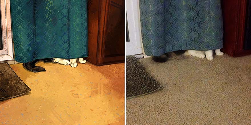 32 photos virales de chats illustrées par cet artiste (nouvelles photos)