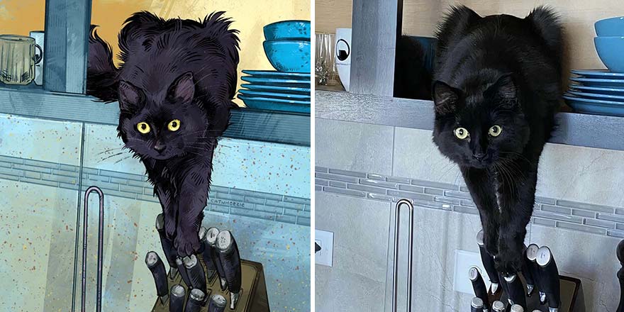32 photos virales de chats illustrées par cet artiste (nouvelles photos)