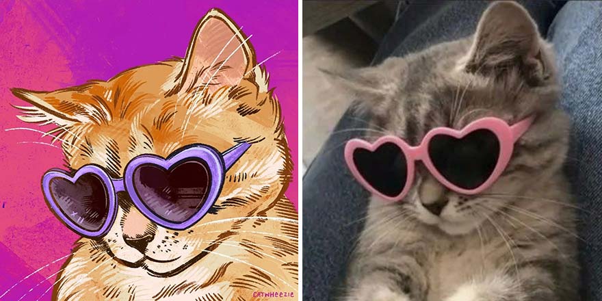 32 photos virales de chats illustrées par cet artiste (nouvelles photos)
