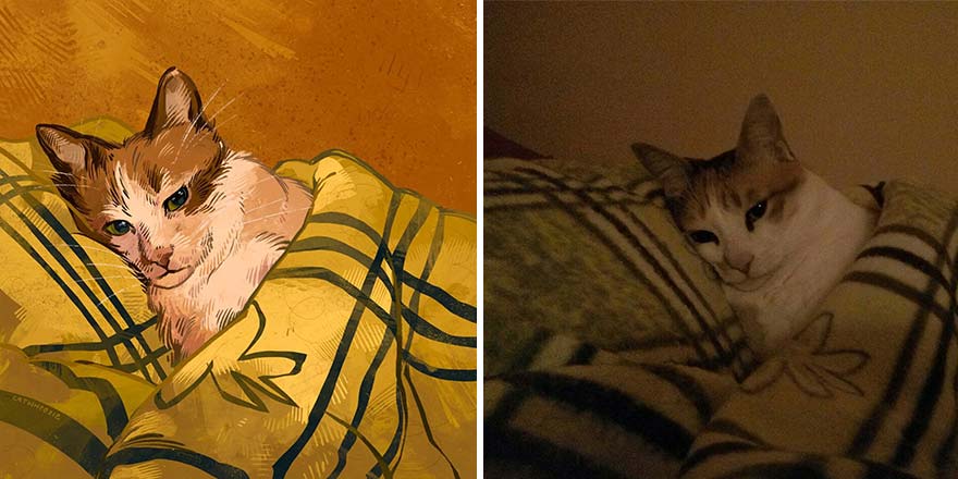 32 photos virales de chats illustrées par cet artiste (nouvelles photos)